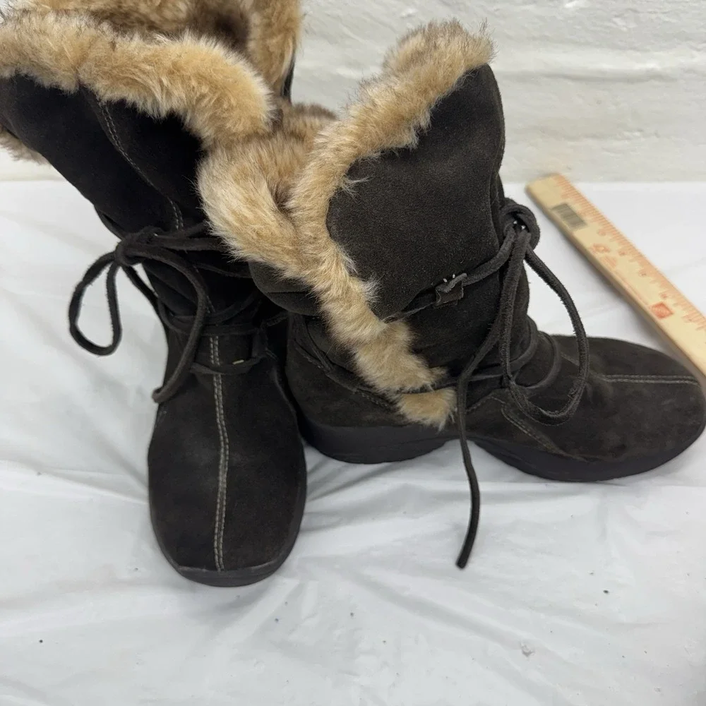 Ruff Hewn Women's Brown Faux Fur Lined Leather Boots Size 8 M‎